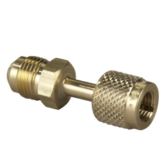 Yellow Jacket® Straight Quick Coupler 1/4&quot; Female QC with Adjustable Valve Opener x 3/8&quot; Male Flare (R134a)