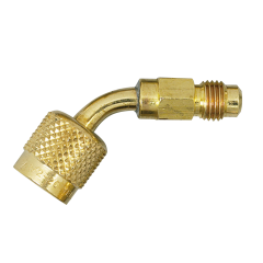 Yellow Jacket® Coupler 5/16&quot; 45° Female QC x 1/4&quot; Male Flare with Schrader Core (R410a)