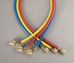 Yellow Jacket® Plus II™ AC Blue Hose, 60&quot; Length, 1/4&quot; with 45° SealRight™ Low Loss Anti-Blow Back Fitting 