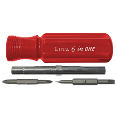 Lutz 6-IN-1 Screwdriver/Nut Driver #1 &amp; #2 Phillips, 1/4&quot; &amp; 3/16&quot; Slotted, 1/4&quot; &amp; 5/16&quot; Hex (Red)