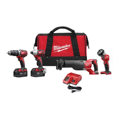 Milwaukee® M18™ Cordless 4-Tool Drill/Driver/Reciprocating Saw/Flashlight Combo Kit