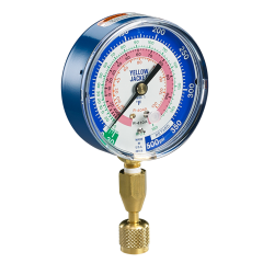 Yellow Jacket® Compound Test Gauge (°F) with Quick Coupler 1/4&quot; Female, 500 psi (R22, R404a, R410a - Blue)
