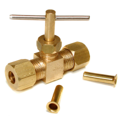 Brass Compression Needle Valve with Poly Tube Adapter 1/4 in. x 1/4 in.