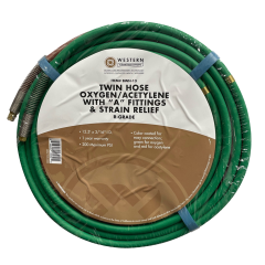 Western Enterprises Twin Oxygen/Acetylene Welding Hoses with A Fittings &amp; Strain Relief 3/16&quot; ID x 12.5&#039;