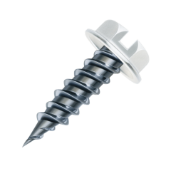 Malco® Zip-in® Zinc Plated Sheet Metal Screws with Taper Point, 1/4 in. Slotted Hex Head, 2 in. L (White - 250 pk)