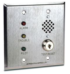 Double Gang Stainless Key Test/Reset w/Horn, Alarm, Pilot