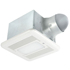 Delta BreezSignature ENERGY STAR® Certified Humidity Sensing Ventilation Fan with Light 4 in. or 6 in. Round Duct, 80 to 110CFM, 0.3 Sones, 120Vac (Multi-Speed)