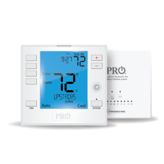 Pro1 T755WHO 7/5+1+1 Day Programmable Wireless Thermostat 2H/2C (4H/2C HP), 24Vac/3Vdc (2 AA - Humidity &amp; Occupancy Control)