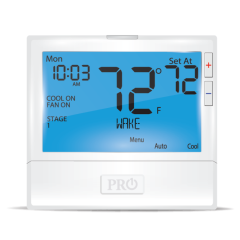 Pro1 T855 7/5+1+1 Day Programmable Thermostat 2H/2C (3H/2C HP), 24Vac/3Vdc (2 AA)