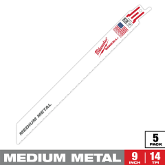 Milwaukee® SAWZALL® Blade for Medium Metal, 9&quot;, 14 TPI (5 PK)