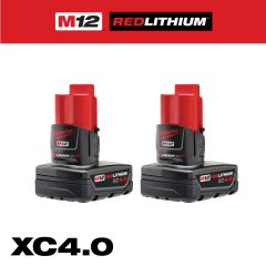 Milwaukee® M12™ REDLITHIUM™ XC4.0 Battery Two Pack, 12V, 4Ah 