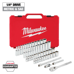 Milwaukee® 1/4&quot; Drive 50pc Ratchet &amp; Socket Set - SAE &amp; Metric