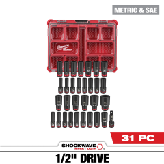 Milwaukee® 12PC SHOCKWAVE™ Impact Duty 1/2&quot; Drive SAE Deep 6 Point Socket Set