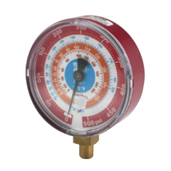 Yellow Jacket® 3-1/8&quot; (80mm) Class 1 Pressure Gauge (°F) 1/8&quot; NPT Male, 500 psi (Red - R32, R454B, R410A, A2L Compatible)