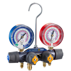 Yellow Jacket® Titan 4-Valve Manifold with 3-1/8&quot; Gauges (°F) (A2L - R32, R454B, R410a)