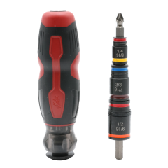 Malco® 7-IN-1 Flip Bit Socket Set with Premium Grip Handle #2 Phillips, 3/8&quot; 5/16&quot; 1/4&quot; &amp; 7/16&quot; Hex