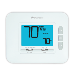 Braeburn® Non-Programmable Digital Thermostat 2H/1C (2H/1C HP), 24Vac/3Vdc (2 AA)