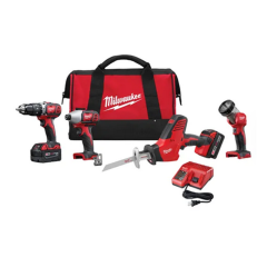 Milwaukee® M18™ Cordless 4-Tool Drill/Driver/Reciprocating Saw/Flashlight Combo Kit