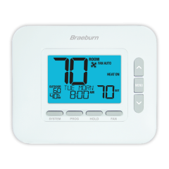 Braeburn® Premier Series 7/5+2 Day Programmable Thermostat 2H/2C (3H/2C HP), 24Vac/3Vdc (2 AA)
