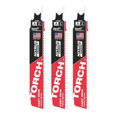 Milwaukee® The TORCH™ for CAST IRON with NITRUS CARBIDE™ Blades 6&quot;, 7 TPI (3pk)