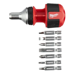 Milwaukee® 8-IN-1 Compact Ratcheting Multi-Bit Driver #1 &amp; #2 Phillips, 1/4&quot; &amp; 3/16&quot; Slotted, #1 &amp; #2 Square, T15 Torx®, 1/4&quot; Nut
