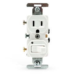 Switch/Plug Combo 15A, 120Vac (White)