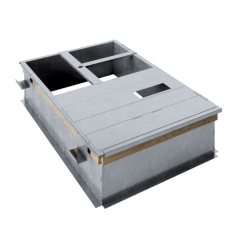 Micrometl Roof Curb, 11&quot; Tall, Knockdown, No Pitch, Insulated Deck Pan 