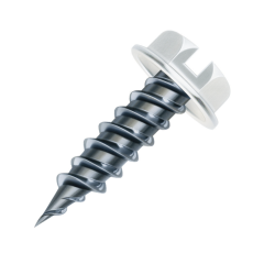 Malco® Zip-in® Zinc Plated Sheet Metal Screws with Taper Point, 1/4 in. Slotted Hex Head, 1-1/2 in. L (White - 250 pk)
