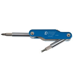 Klein Tools® 10-IN-1 Folding Screwdriver/Nut Driver #1 &amp; #2 Phillips, 3/16&quot; &amp; 1/4&quot; Slotted, 5/16&quot; &amp; 1/4&quot; Hex, #1 &amp; #2 Square &amp; 2 Schrader Tips