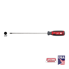 Milwaukee® Cushion Grip Cabinet-Tip Slotted Screwdriver with Round Shank 3/16&quot; x 8&quot;