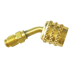 JustBetter® Reverse-Thread Adapter 1/4&quot; SAE Left Handed Female Flare x 1/4&quot; Male Flare, 45° (A2L Compatible)