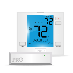Pro1 T731 Non-Programmable PTAC Thermostat 1H/1C (2H/1C HP), 24Vac/3Vdc (Wireless - 2 AA)