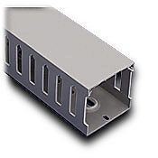 T1 Series Open Slot Rigid PVC Wiring Duct with Cover 1.5 in. x 3 in. (38.1 x 76.2mm), 6.5 ft. Length, 0.31 in. (7.87mm) Slots (Gray)